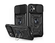 husa armor iphone 16 pro max ringstand camera slide tpu+pc black a3296 a3084 a3295 a3297